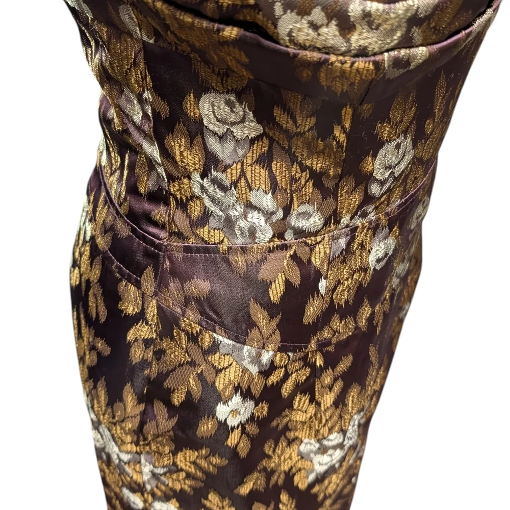 To the Max Strapless Dress in Brown and Gold - Picture 6 of 10